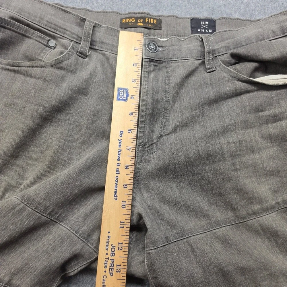 Ring of Fire Mens Slim Fit Moto Biker Jeans Gray Stretch Denim 38x32